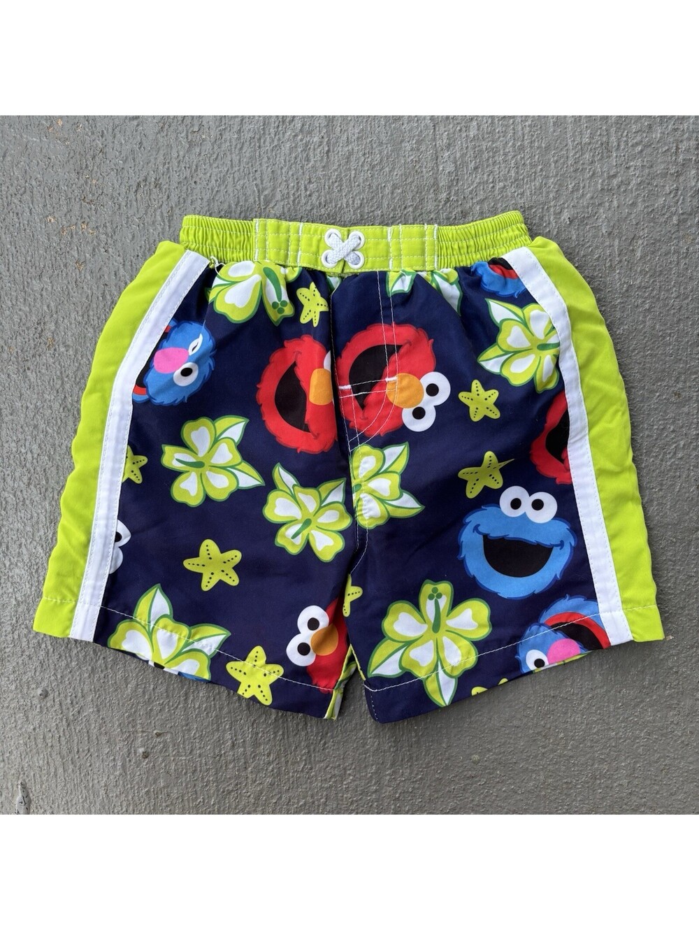 Vintage Y2K Seasame Street Elmo & Cookie Monster Swim Trunks KIDS 12 Months 2007